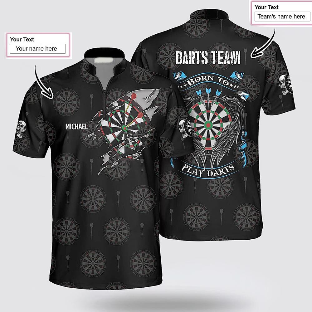 Custom Name Skull Pattern Born To Play Darts Dart Jerseys
