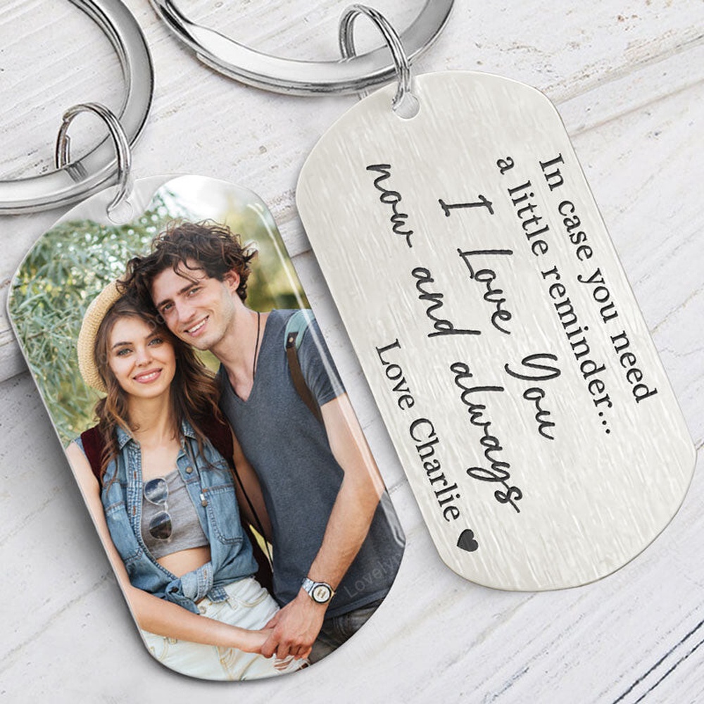 Valentine Keychain, I Love You Now And Always, Personalized Keychain For Couple - Excoolent