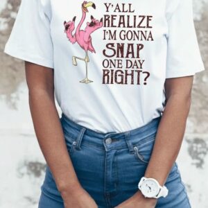 Flamingo y'all realize i'm gonna snap one day right T shirt size S-5XL
